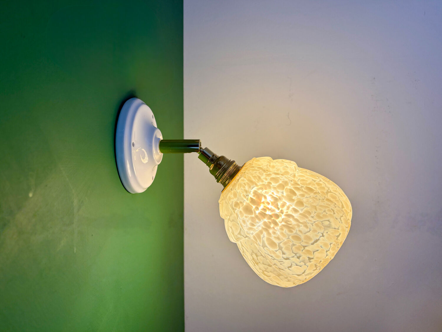 Vintage glass globe wall light in yellow from Clichy.