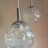 Suspension cascade with five globes and chrome metal / vintag years 60-70