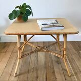 Rattan and bamboo coffee table 60s