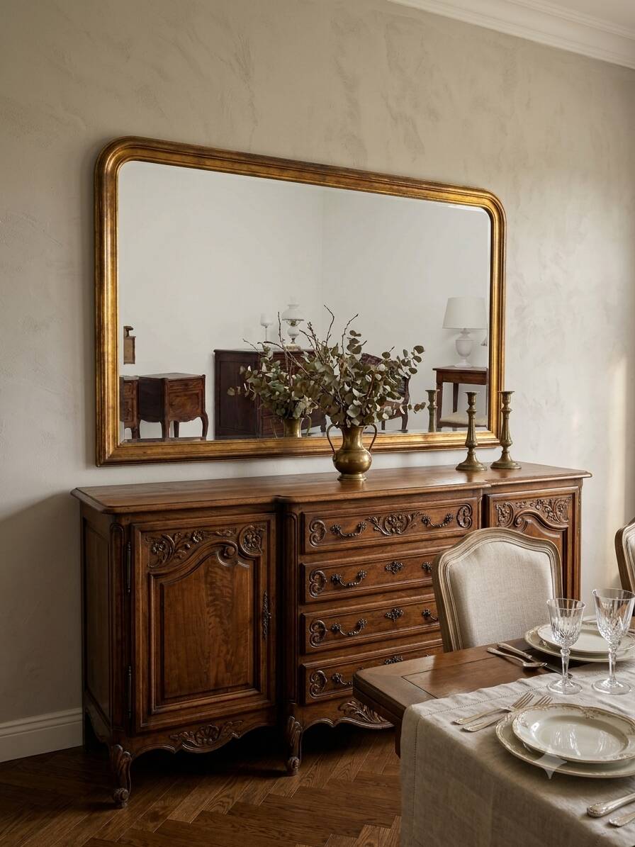 Louis Philippe style gilded mirror, mid-20th century, bevelled mirror.
