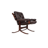 1970s, Norwegian armchair by Jon Hjortdal, furniture leather, bent wood.
