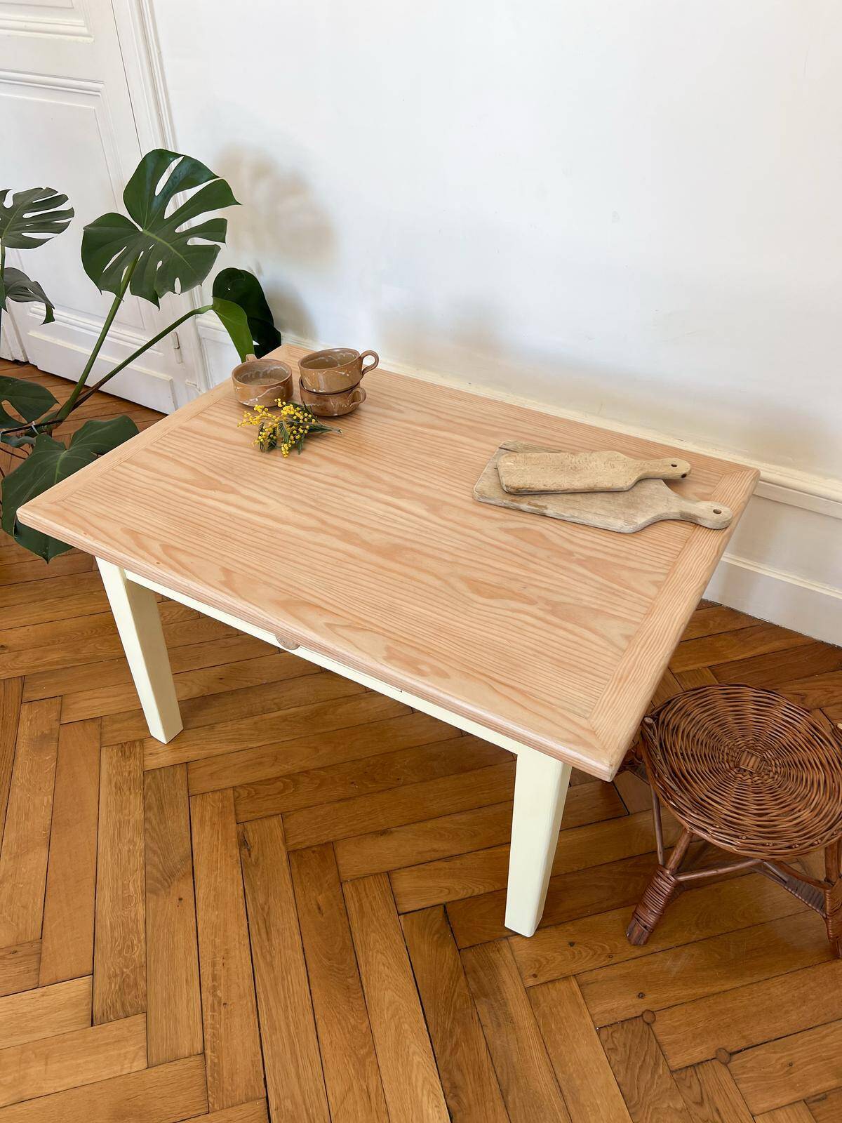 Yellow solid wood coffee table