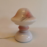 Table lamp in white opaline glass with coloured decorations