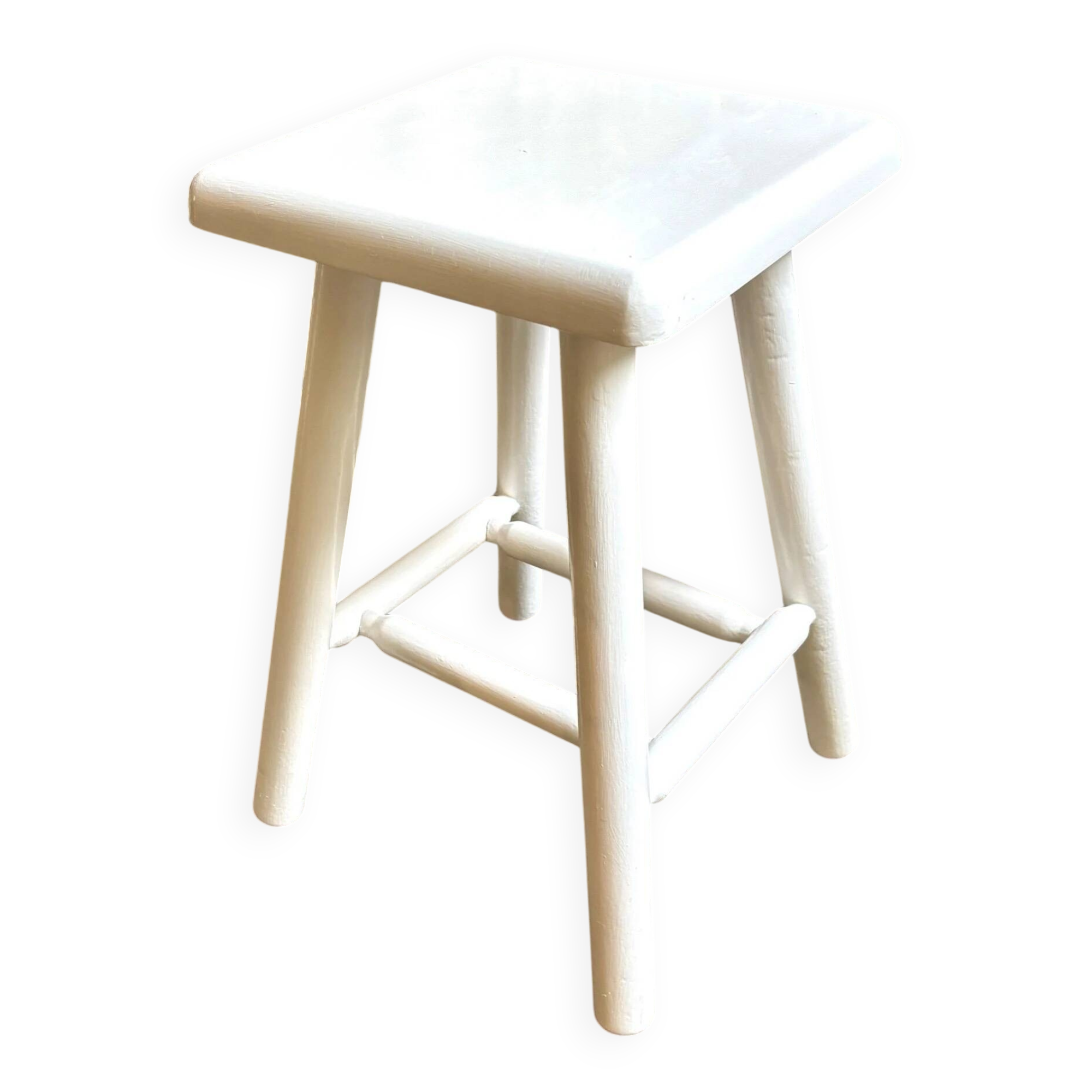 Tabouret en bois blanc