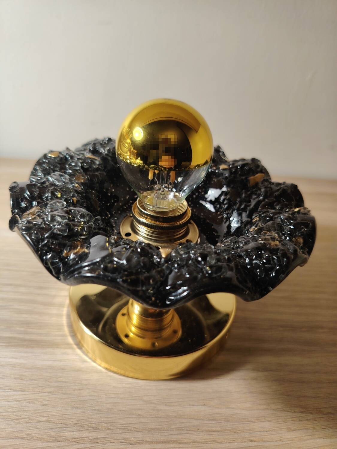 Black and gold Murano flower wall light