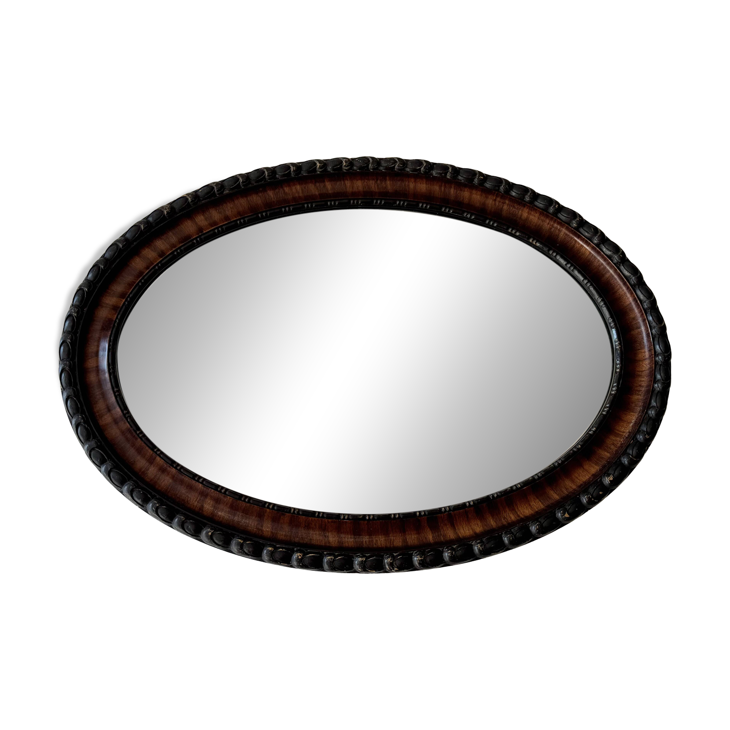 Miroir mural ovale édouardien avec bord biseauté