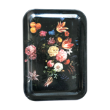 Black tray with floral motifs