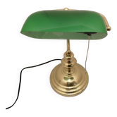 lampe de bureau en métal doré  avec verre en opaline orientable