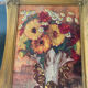 Huile sur panneau ancienne encadrée bouquet de fleurs