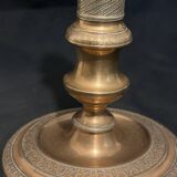 Pair of large 19th-century guilloché brass candlesticks - Louis XVI / Napoleon