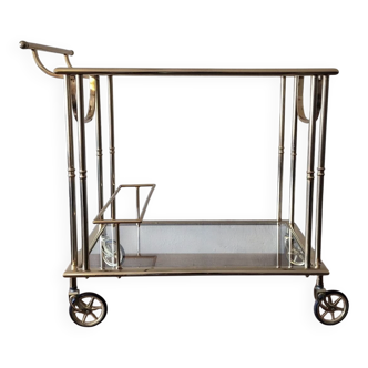 Hollywood Regency gilt brass bar cart drinks trolley, 1970s
