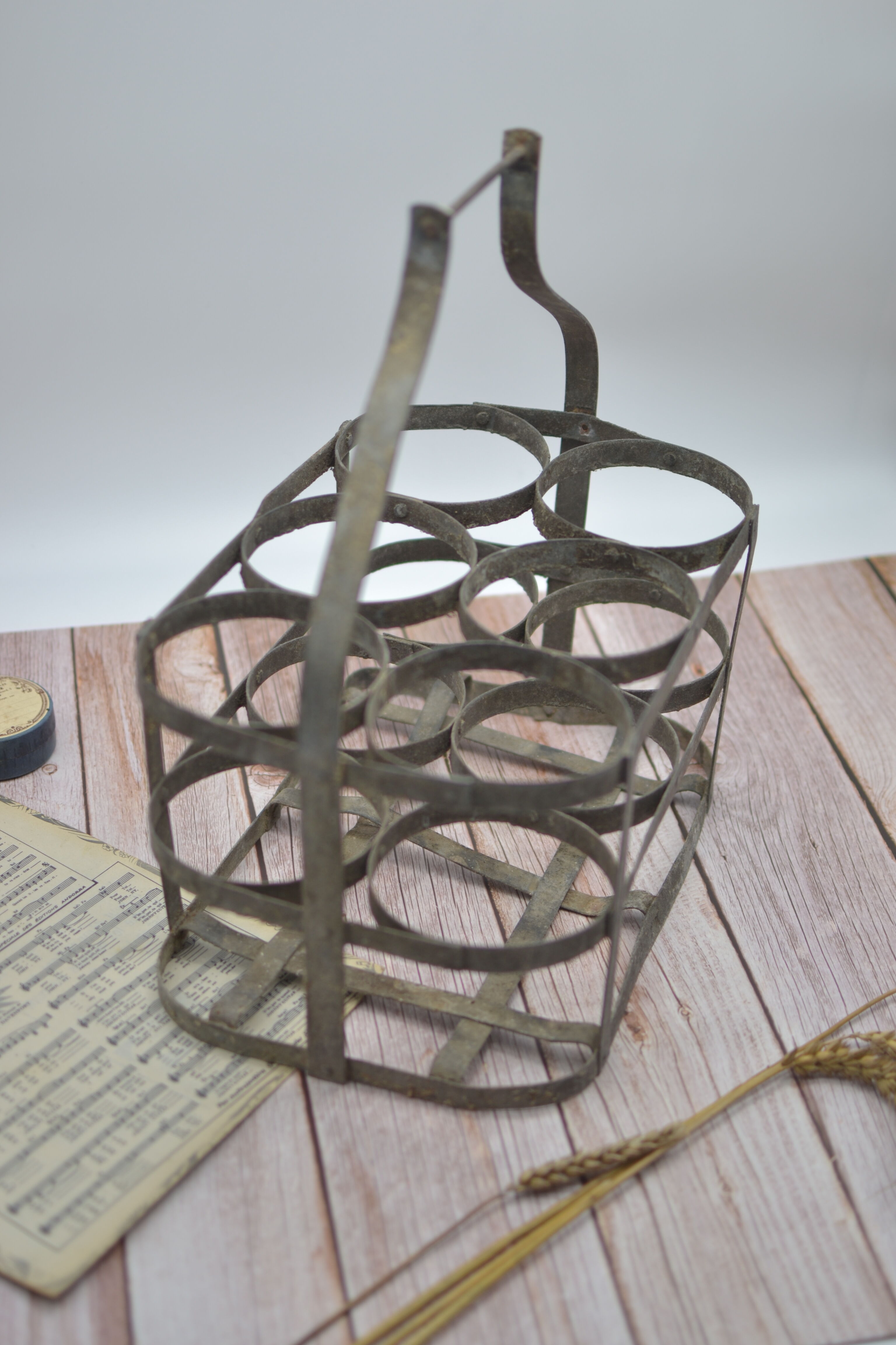 Old metal bottle holder