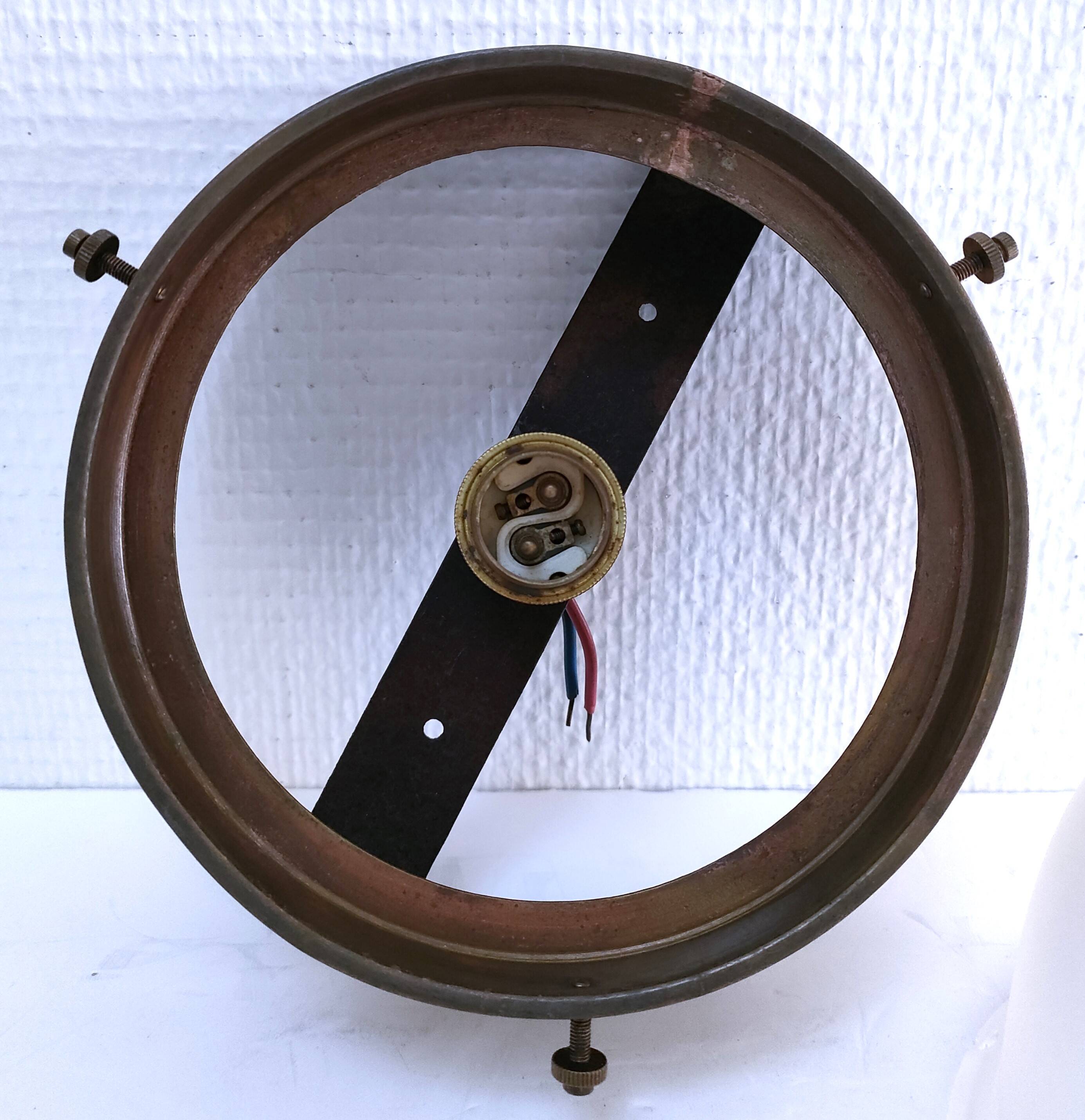 Shell glass and brass ceiling light, early 20th century