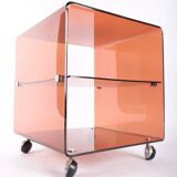 Side table or bedside table in smoked plexiglass by Michel Dumas, 1970s