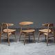 Set of 3 Chairs CH33 Hans Wagner, Carl Hansen & Søn, 1950s, Denmark