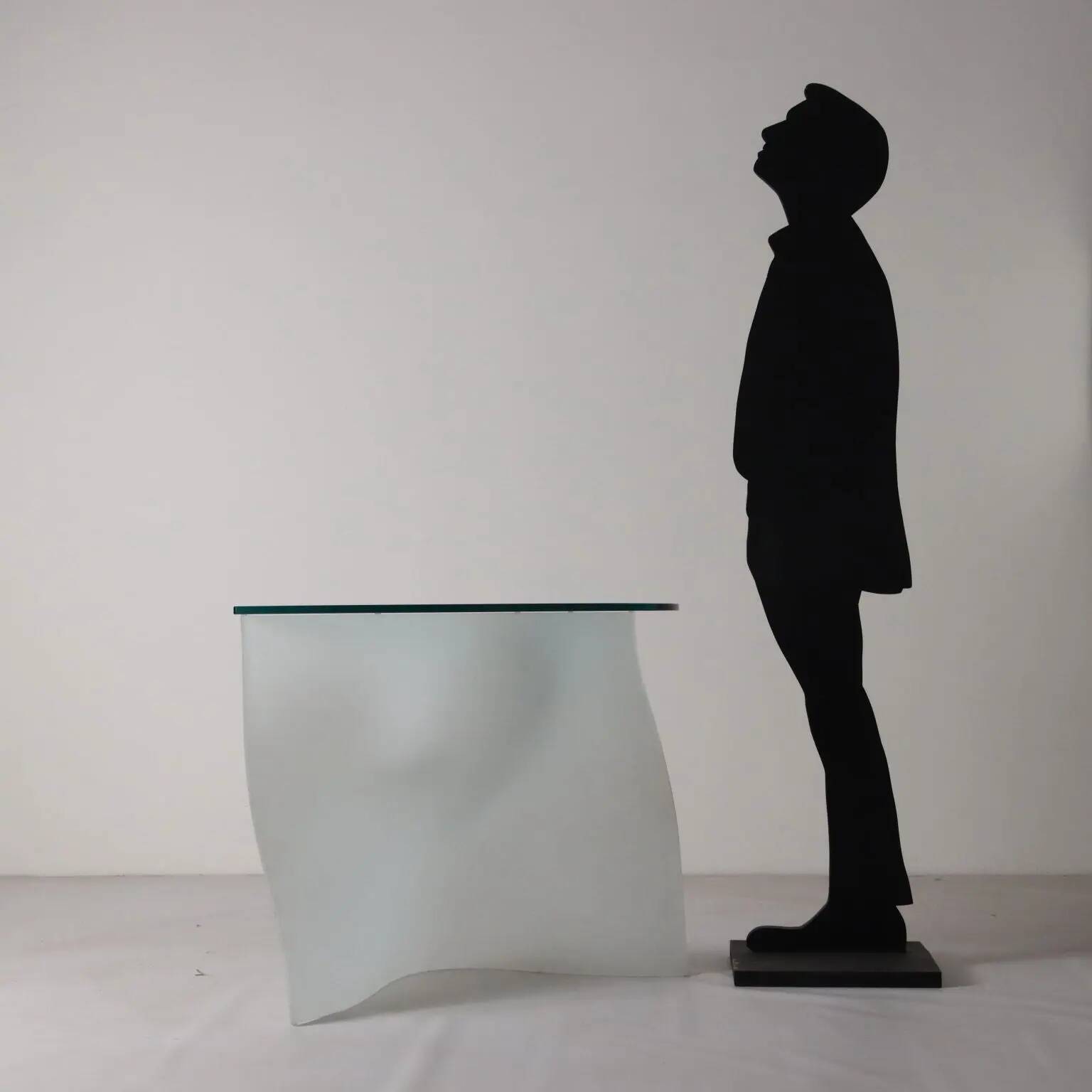 Vintage console in smoked glass and white design Italy 2000s
