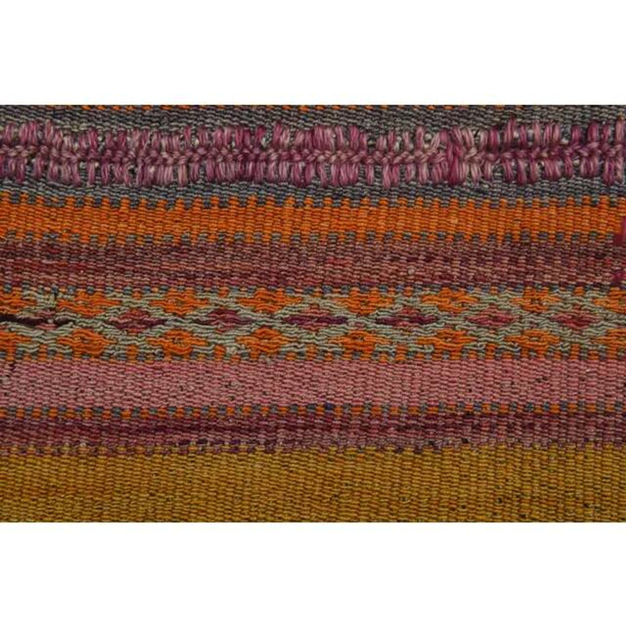 Vintage Turkish Hand-Knotted Wool Cotton Orange Kilim Area Rug 151x153