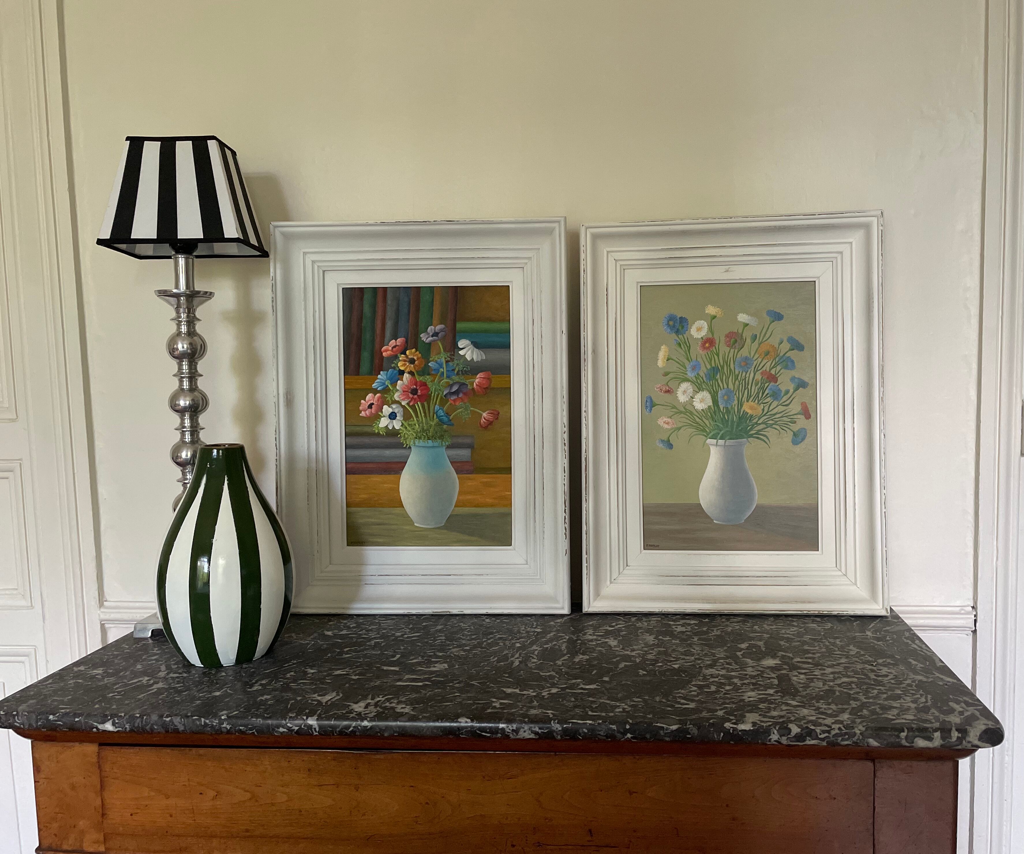 Old painting bouquet of anemones