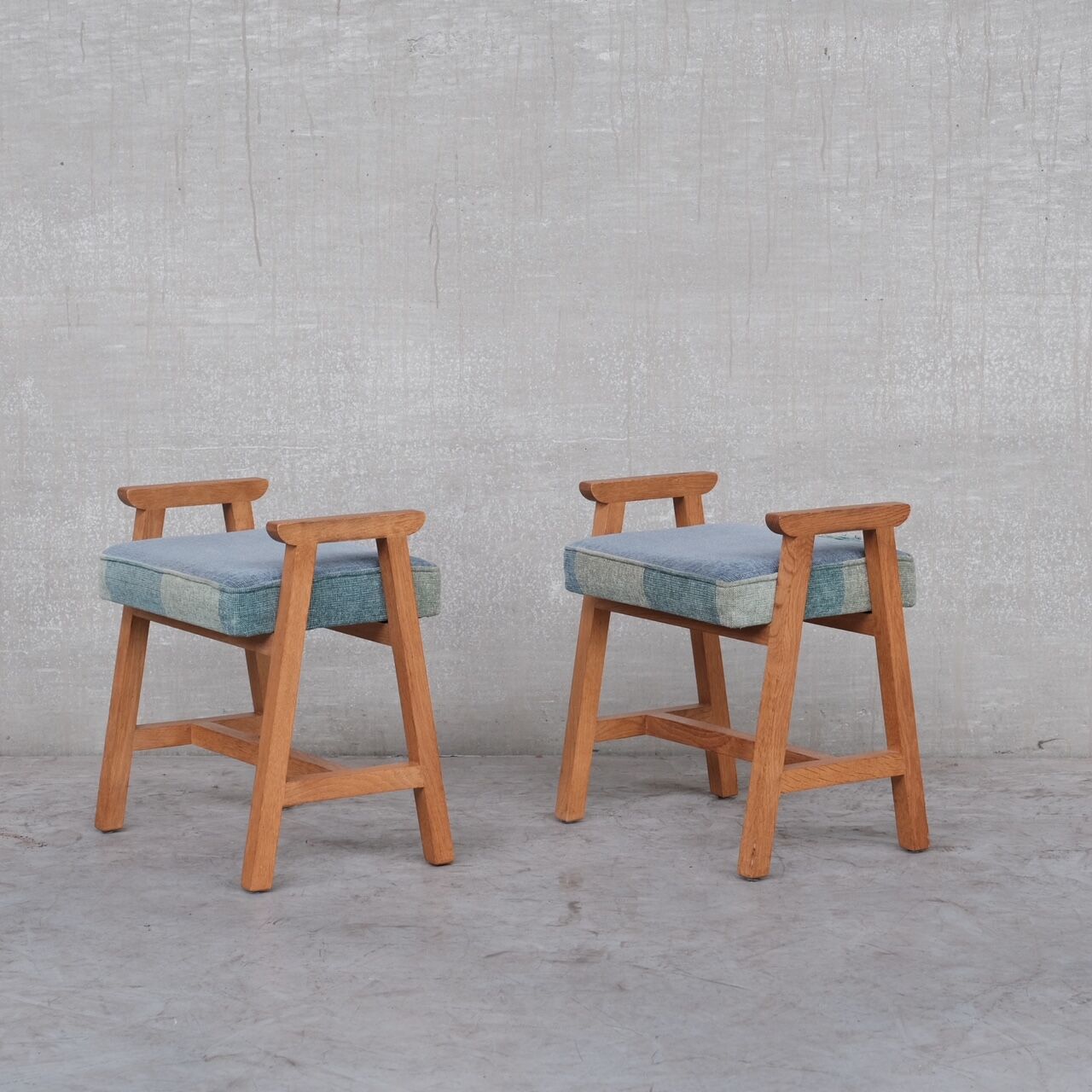 Guillerme et chambron oak mid-century stools