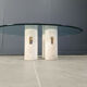 Vintage travertine and glass coffee table, 1970s