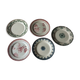 Lot 5 assiettes Terre de Fer Badonviller Sarreguemines