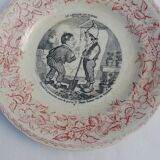 3 talking dessert plates earthenware from Gien the language of flowers n°', 5 and 6 diam 20 cm