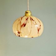 Trio of Art Deco pendant lights in marbled opaline glass, 1920s-30s