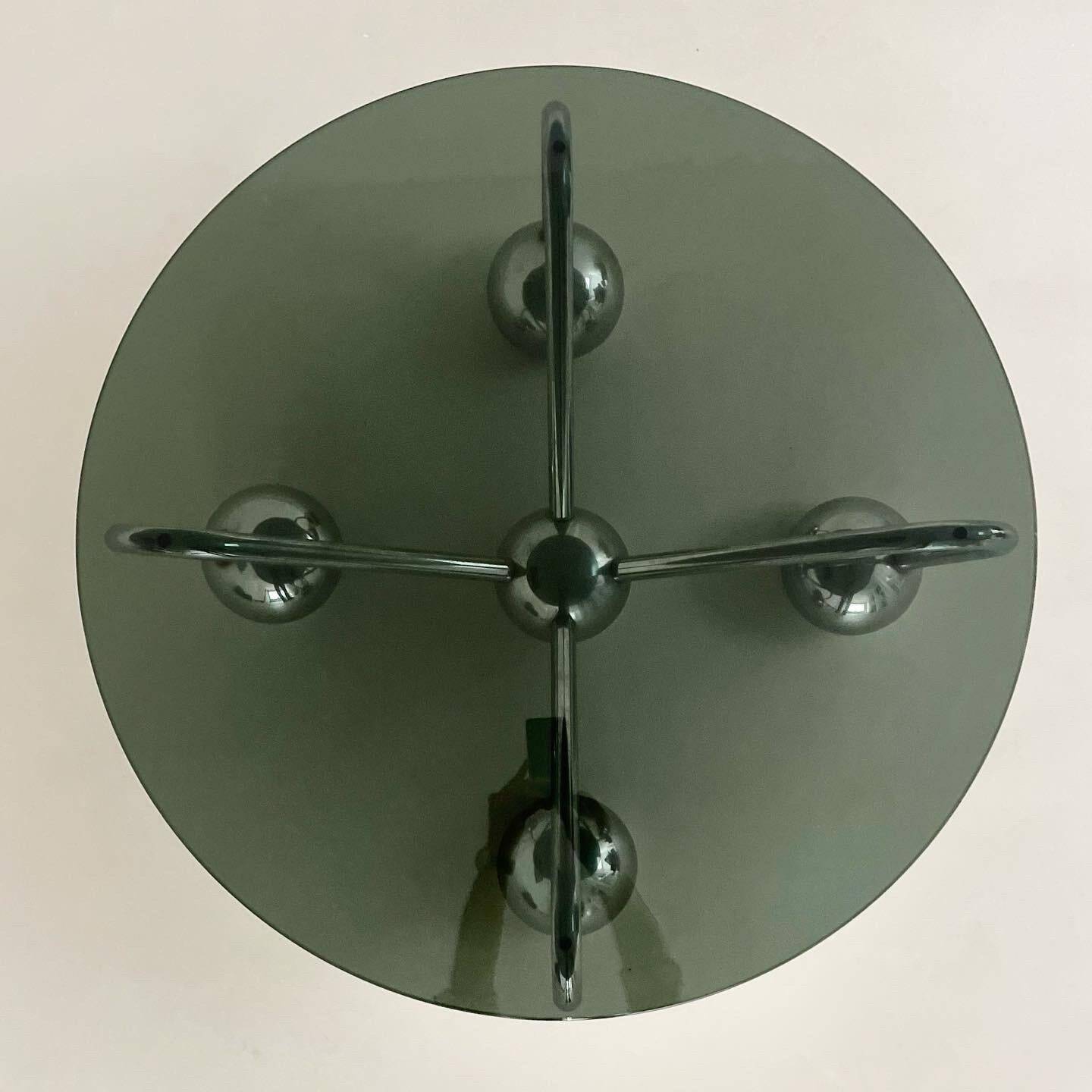 Sputnik Coffee Table in Chromed Metal and Smoked Glass