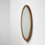 French Art Deco Oval gilded Mirror in Carved Wood, ca. 1920