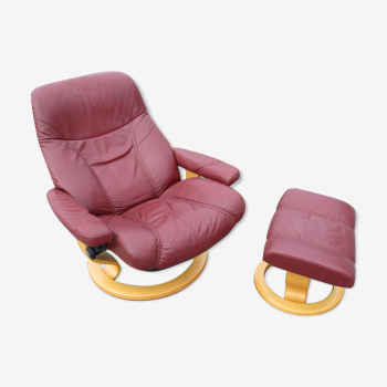 Armchair with Footstool, Stressless, Switzerland, 1970s