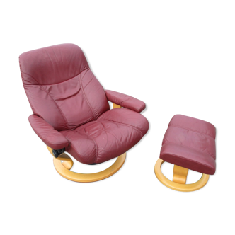 Armchair with Footstool, Stressless, Switzerland, 1970s