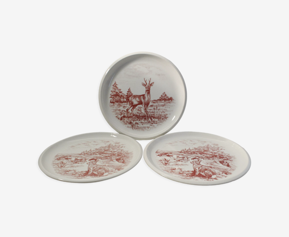Lot de 3 assiettes plates dépareillées