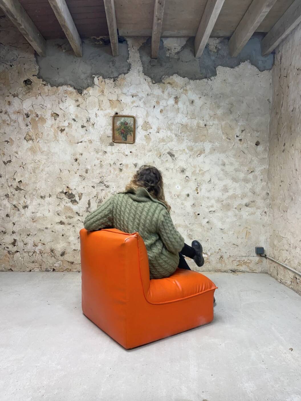Vintage orange armchair, ed. Steiner