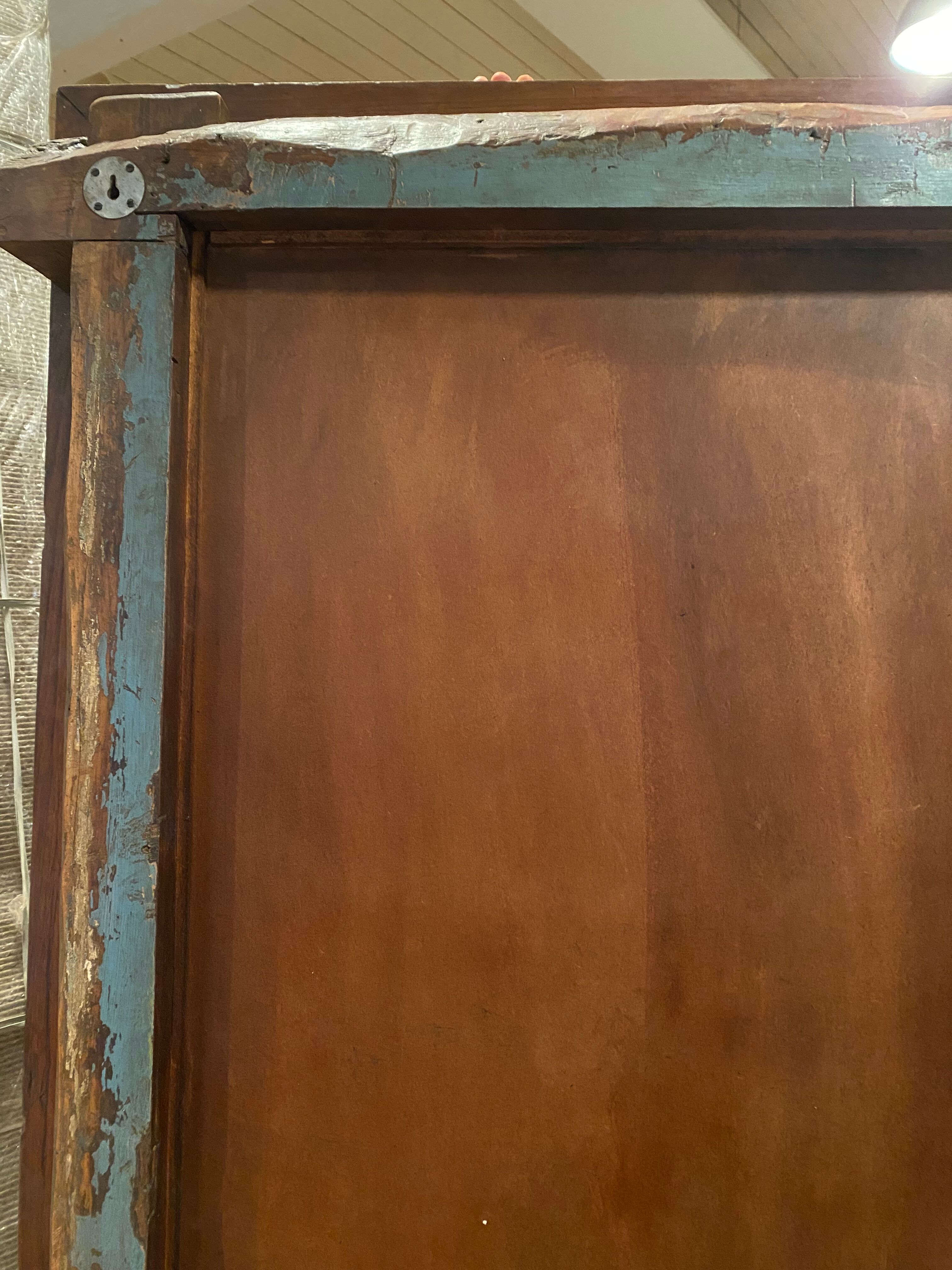 Mirror in blue lacquered wood, 148x102 cm