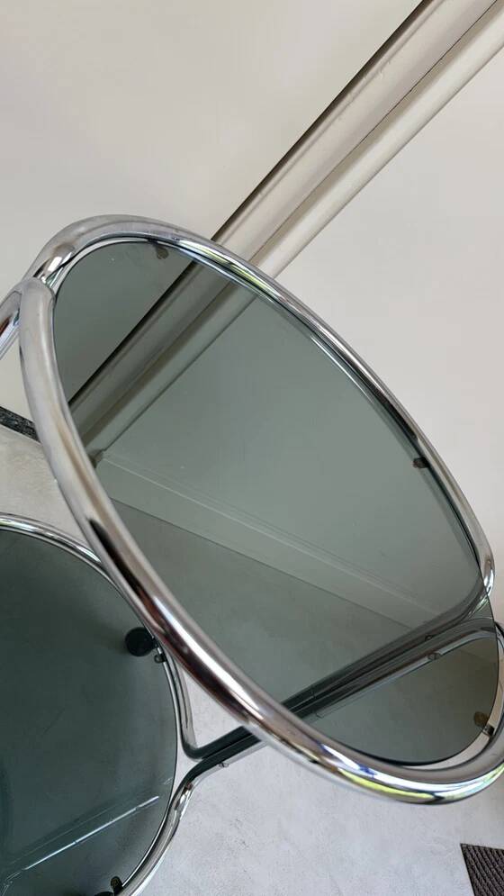 Vintage round chrome trolley / serving cart