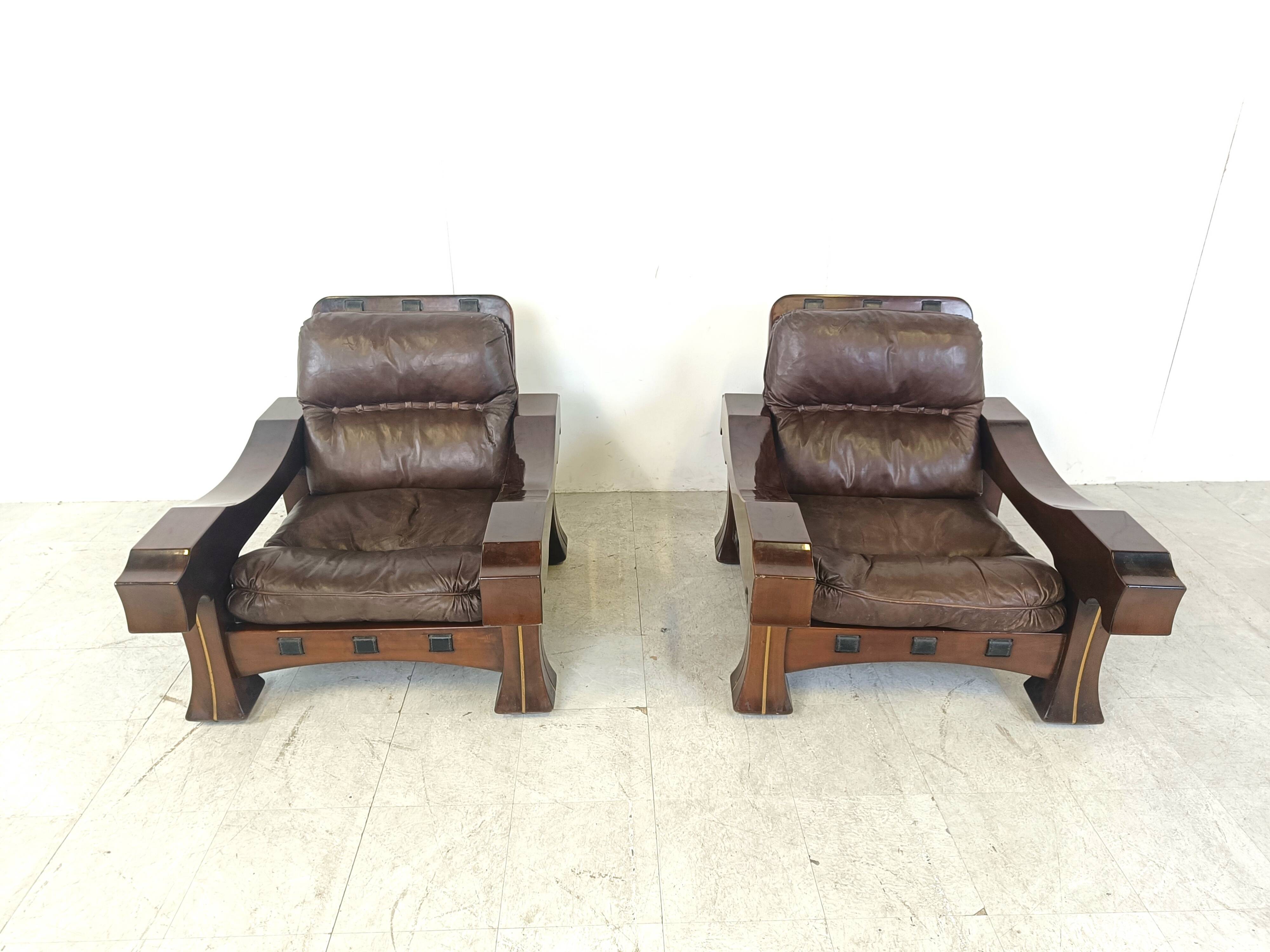 Pair of Ussaro model armchairs by Luciano Frigerio, 1960s