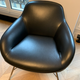 Roche Bobois leather spoutnik armchairs