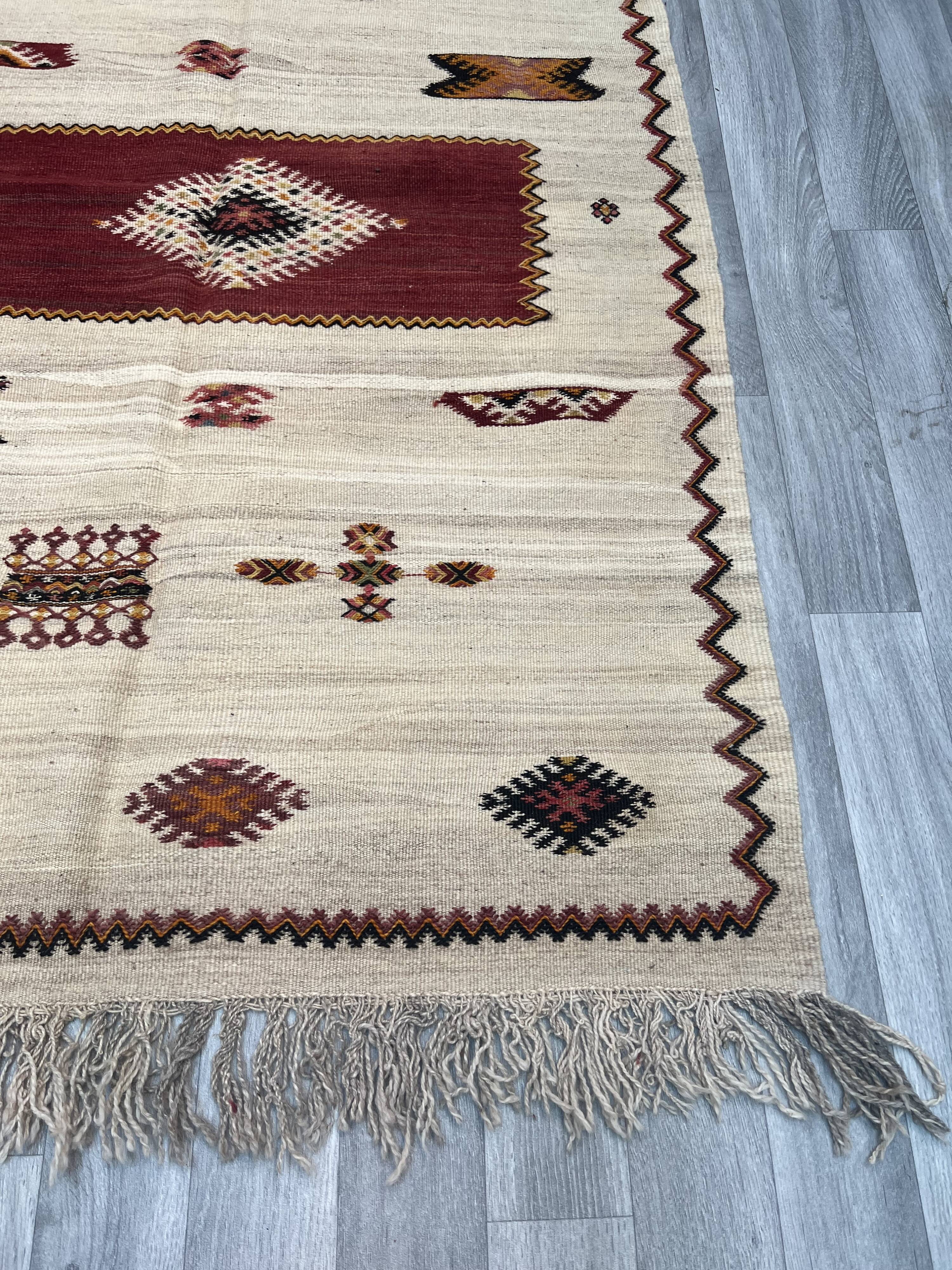 Handwoven Moroccan Rug, Tribal Rug, Taznakht Tribe Kilim Rug