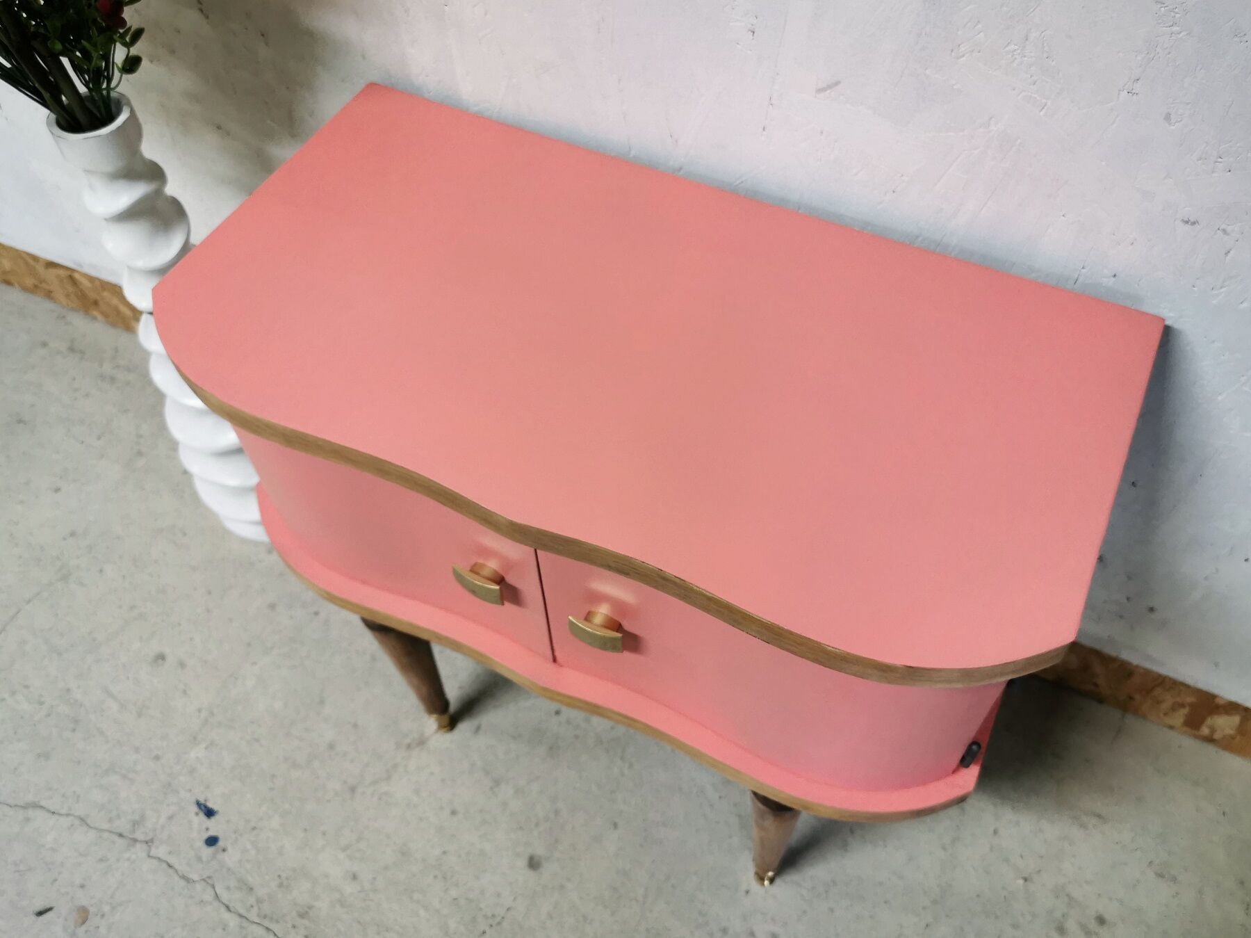 Powder pink vintage bedside