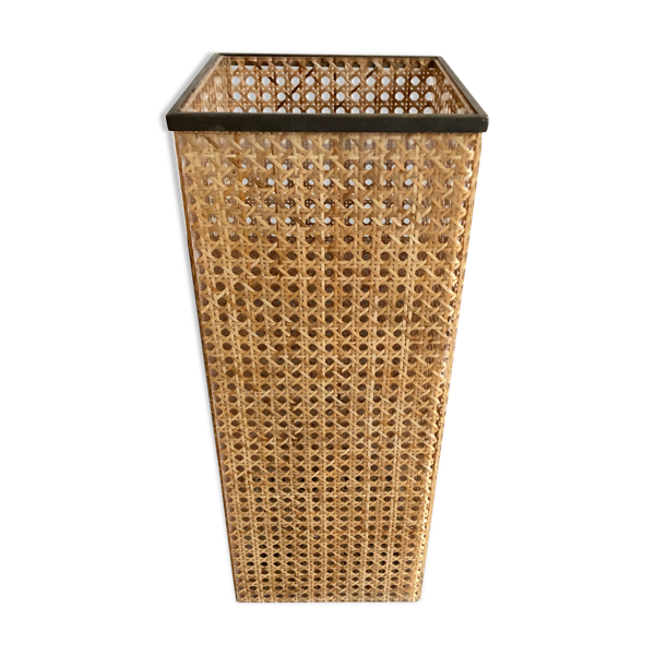 Corbeille à papier cannage et plexiglas 1970