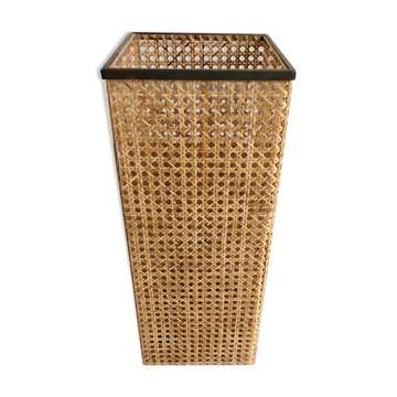 Corbeille à papier cannage et plexiglas 1970