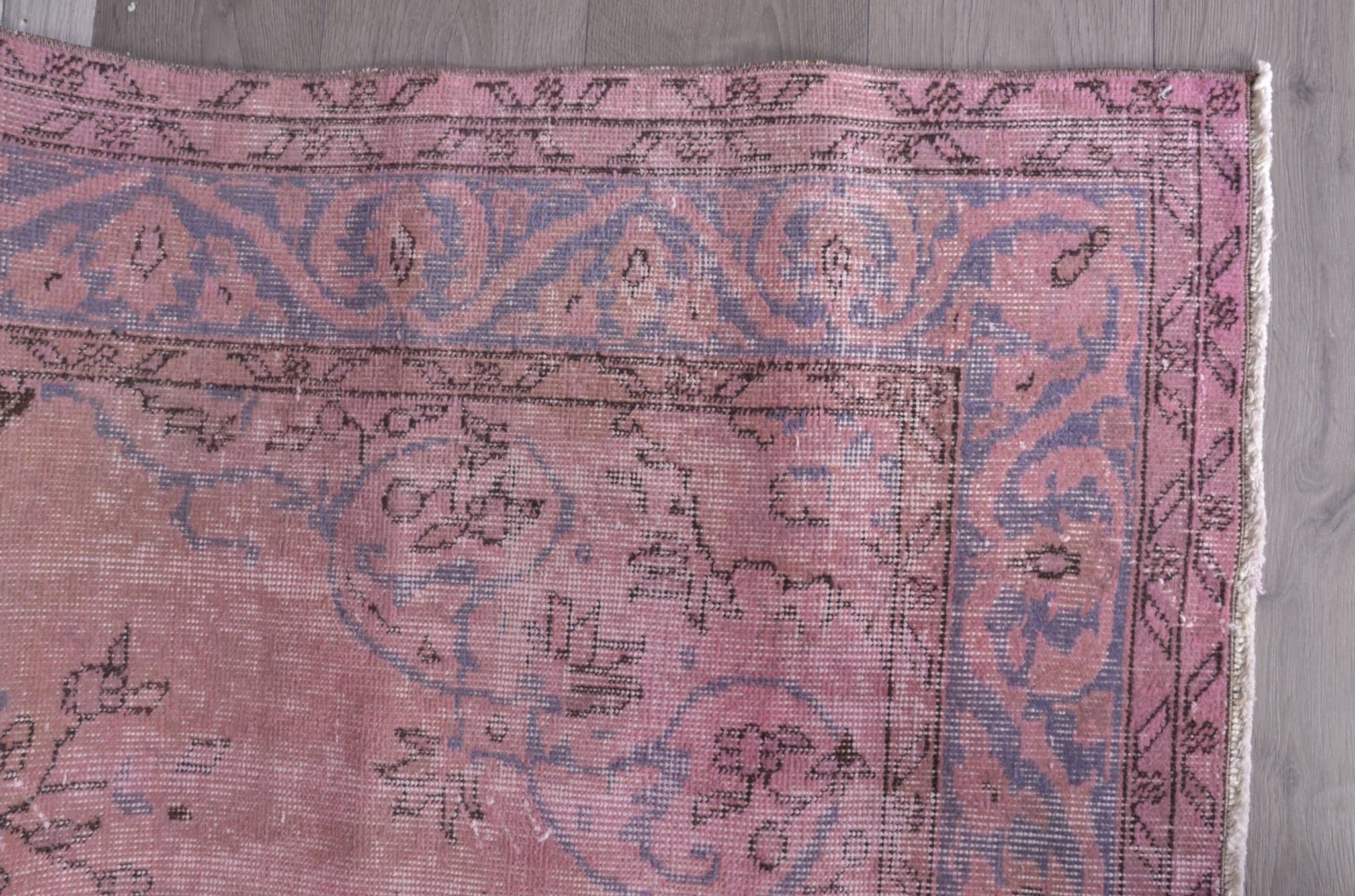 Tapis décoratif en laine noué à la main rose, sku 1917
