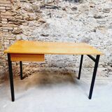 Wood and black metal desk