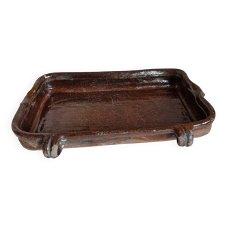 Antique Lechefrite Jus Dish 19th Century Glazed Terracotta Folk Art