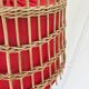 Vintage rattan pendant light - red fabric interior shade from the 60s