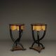 Decorative Italian Burl Maple and Birch wood Side Tables. 1950s