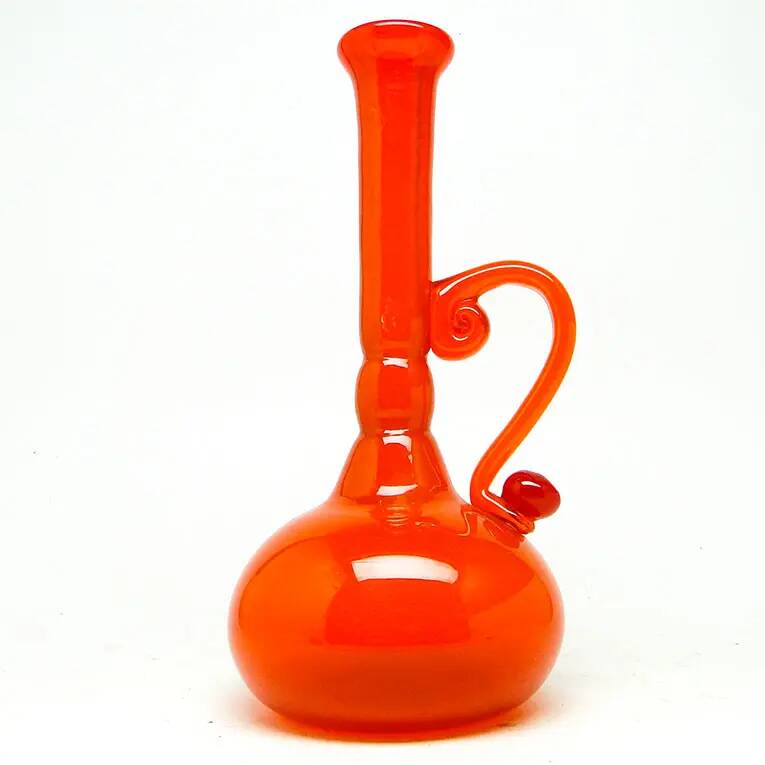 Vase, modernist, orange glass, designed by B. Świstacka, Poland, 1970s