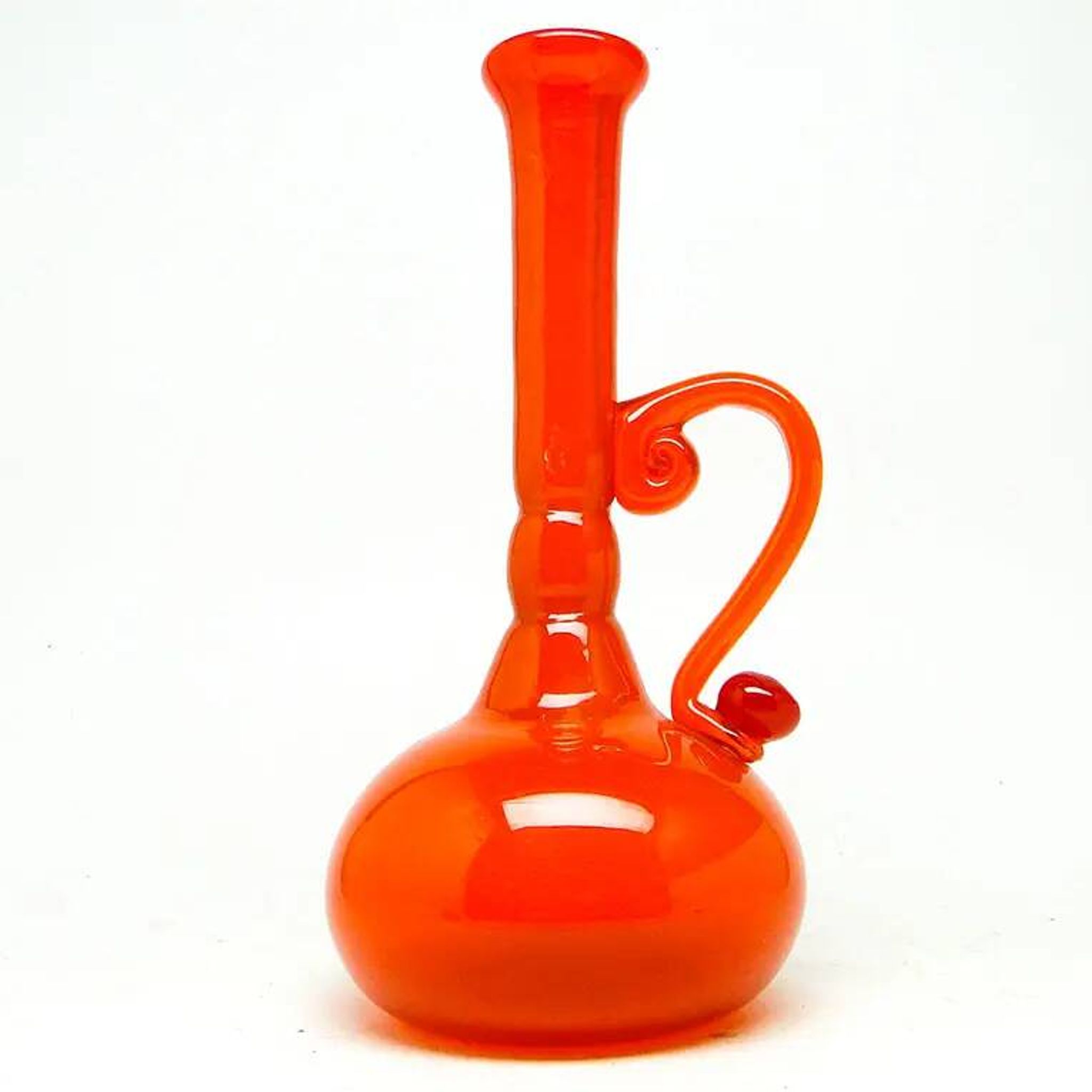 Vase, modernist, orange glass, designed by B. Świstacka, Poland, 1970s