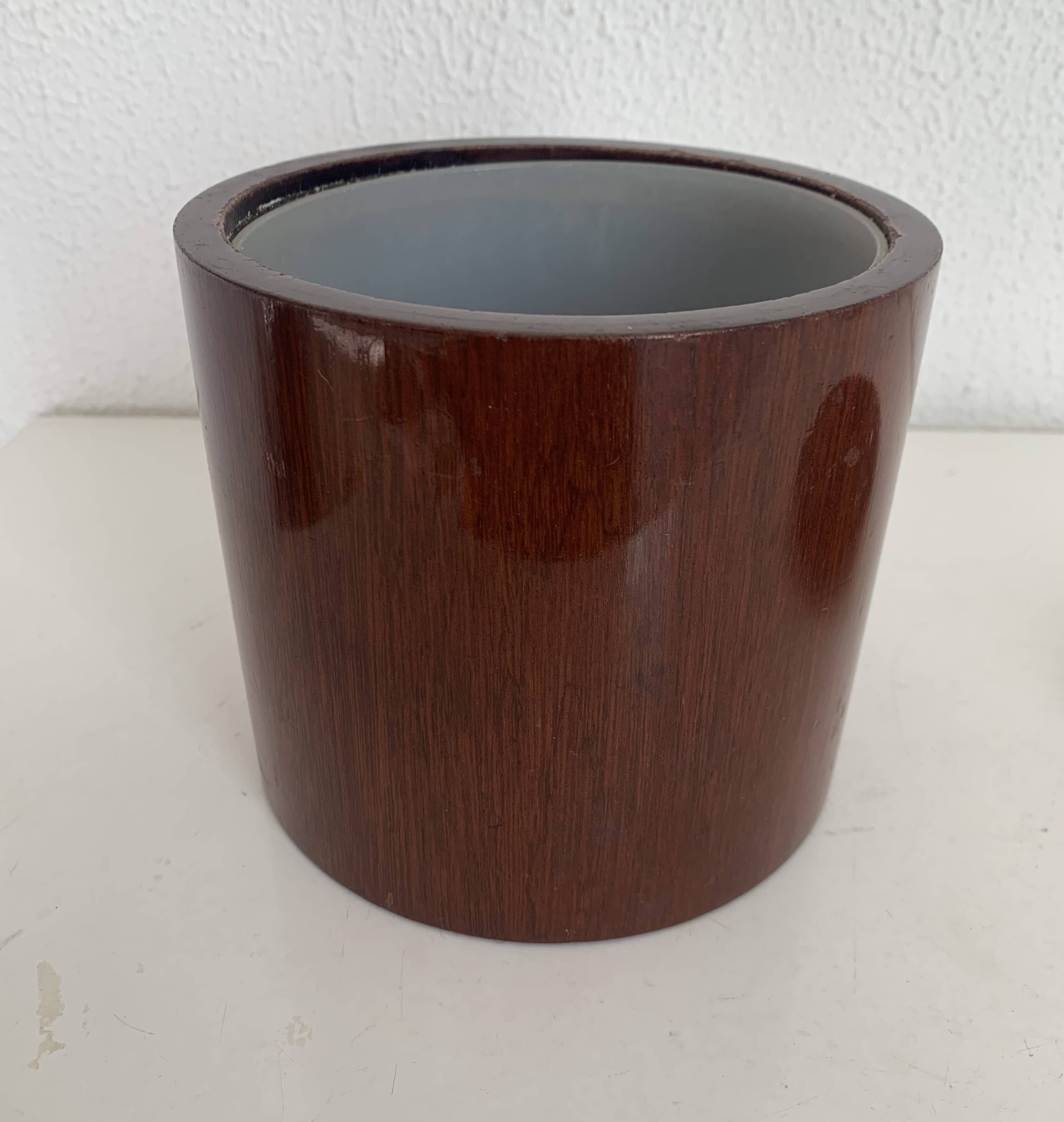 Vintage tobacco pot 1960 wooden snuff box with Stewart crest - 15 x 14 cm