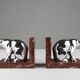 Art Deco Marble and Metal Bear Bookends, France 1930s